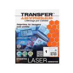 Etiquetas adhesivas láser t/carta 8 1/2? x 11? transfer pqte c/20 hojas