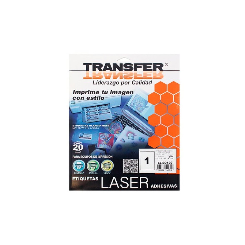 Etiquetas adhesivas láser t/carta 8 1/2? x 11? transfer pqte c/20 hojas