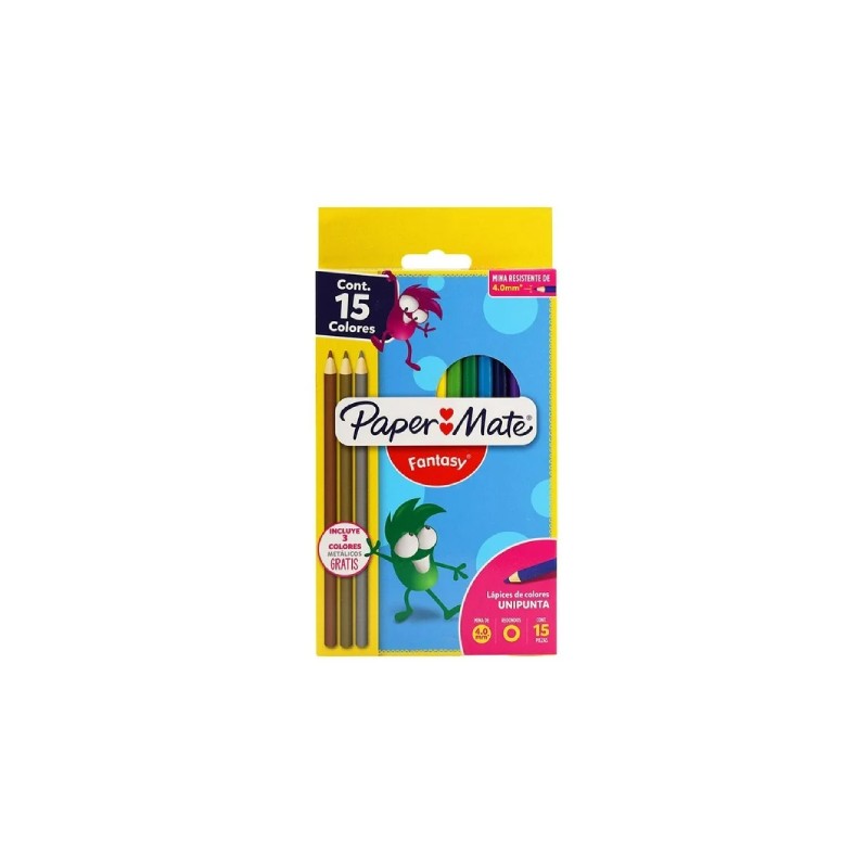 Lápices De Colores Paper Mate Fantasy Redondos c/15