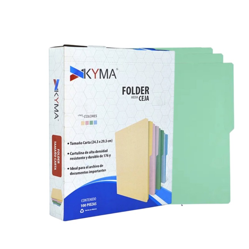 Folder carta verde pastel marca kyma c/100pz